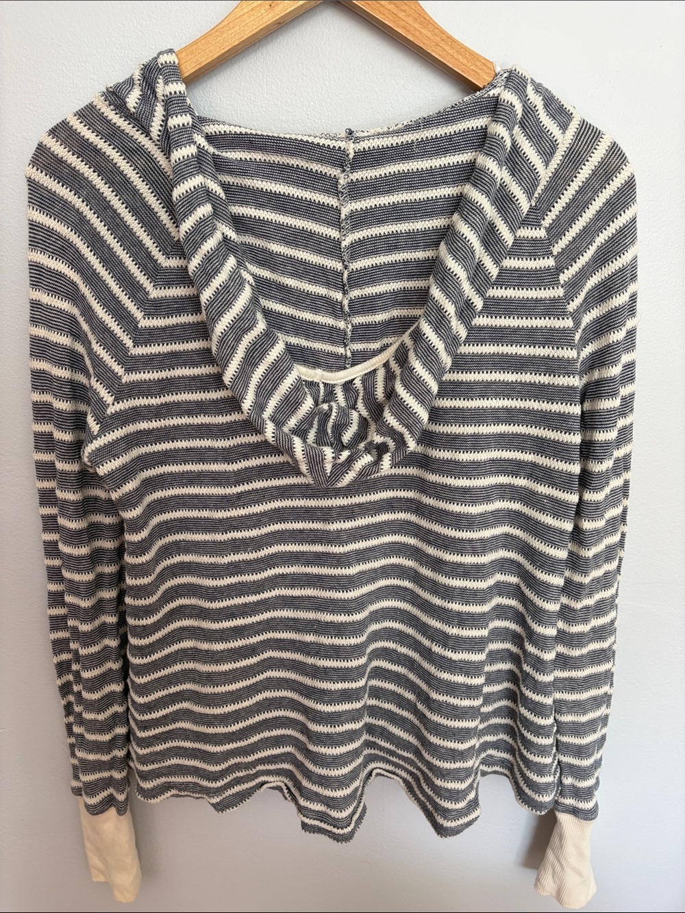 Roxy Striped Scoop Neck Sweater in Blue & Cream - Picture 3 of 3